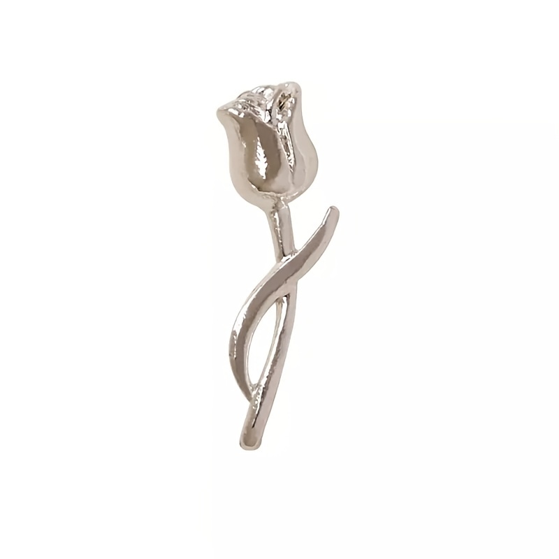 10 pcs Metal Rose Flower Decoration Silver Nail Art Accessories