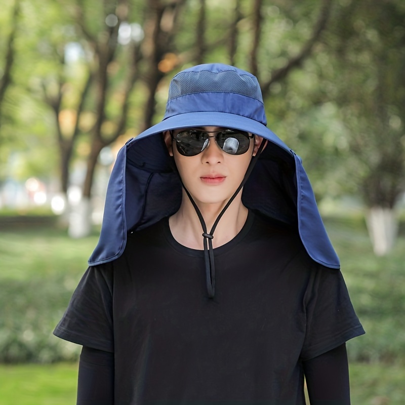 Men's Sunshade Hat with Wide Brim, Quick-Drying, Neck Protection, Thin and Breathable Hat for Outdoor Activities Such As Hiking, Fishing,Temu