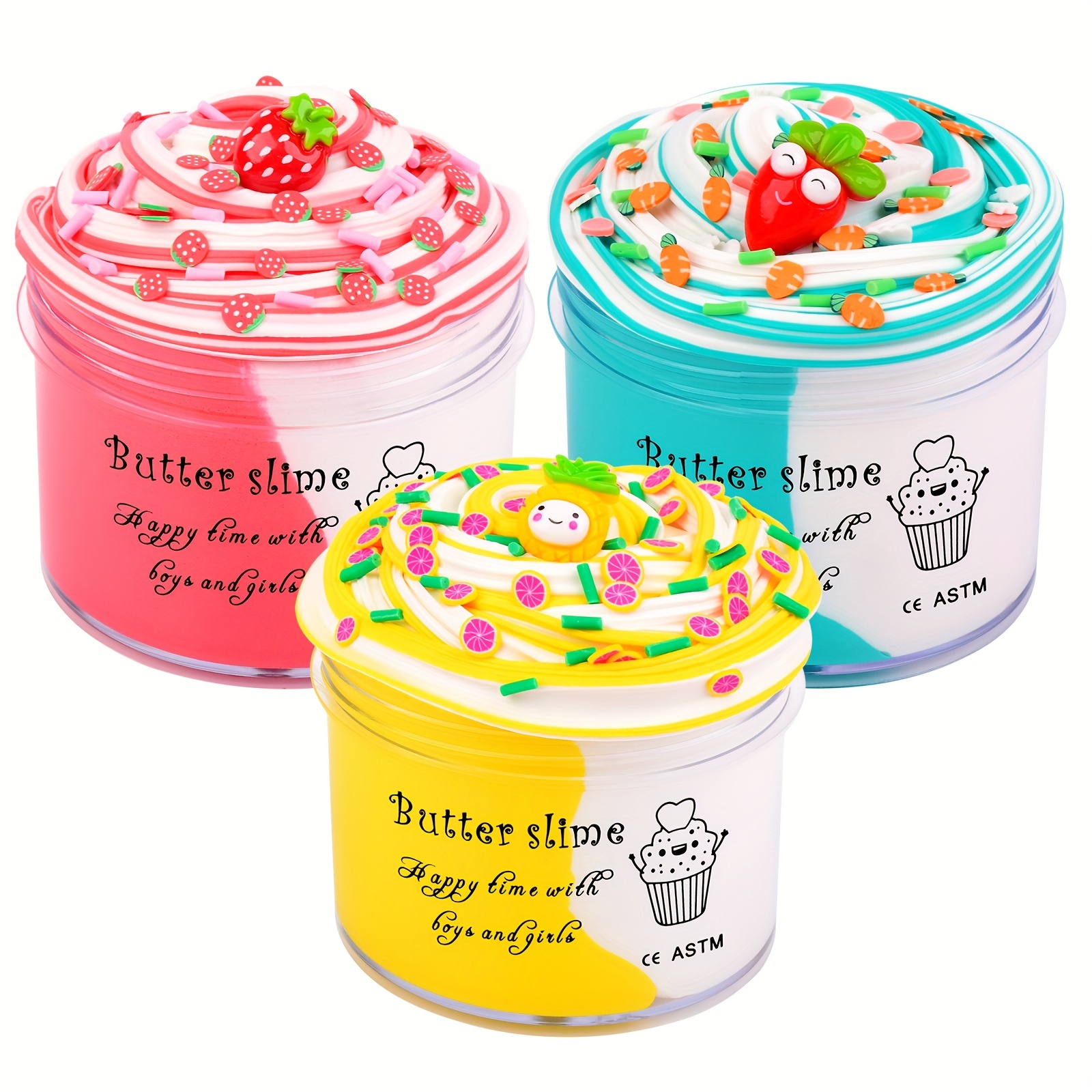 8 Pack Butter Slime Kit for Kids, Two-Toned Colorful Stress Relief Toys,  Birthday Gfit, Party Favors for Girl Boys 6 7 8 9 10 11 12 