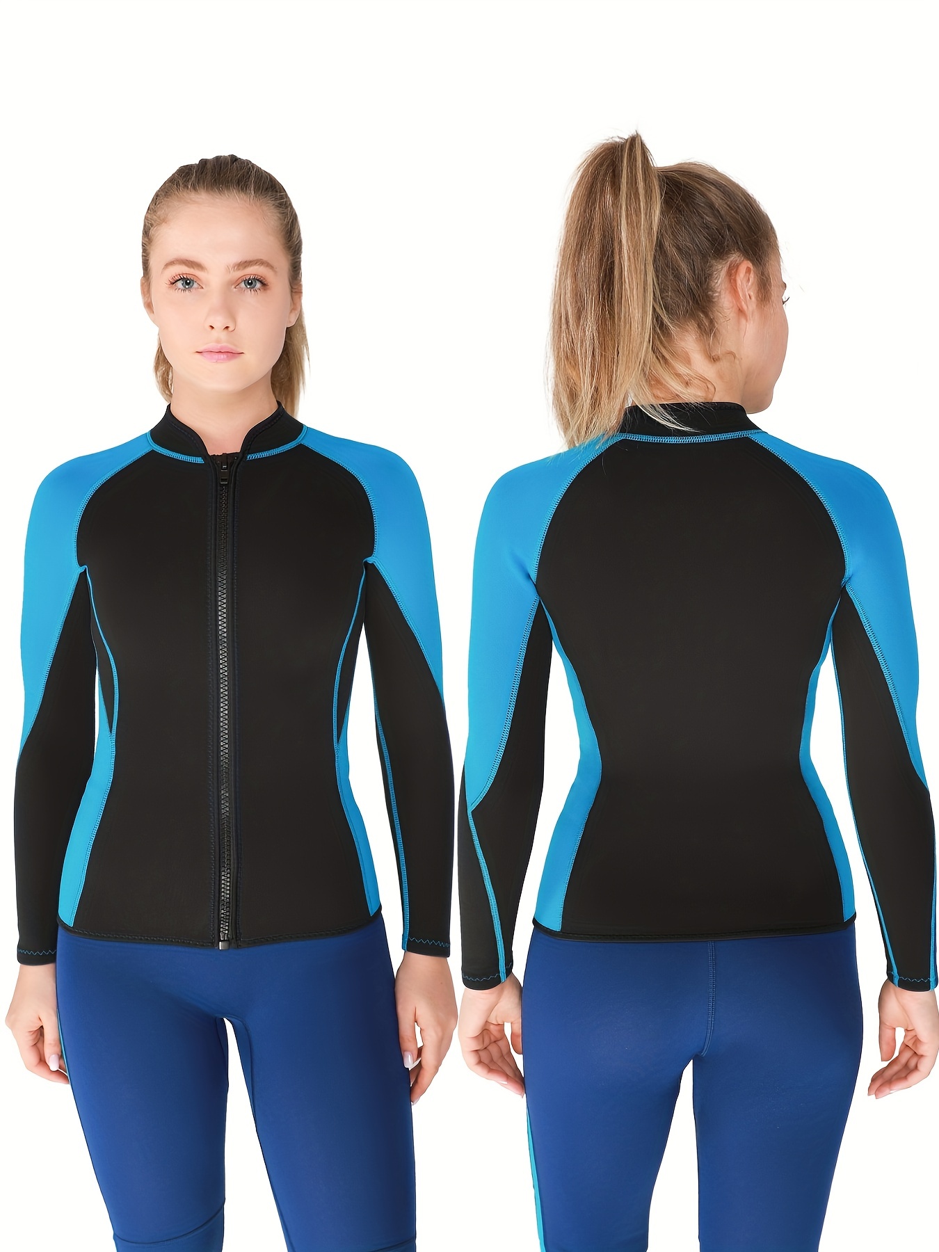  Women Long Sleeve Bathing Suit One Piece Front Zipper Diving  Wetsuit for Surfing Swimming Snorkeling Canoeing Swimwear : Clothing, Shoes  & Jewelry