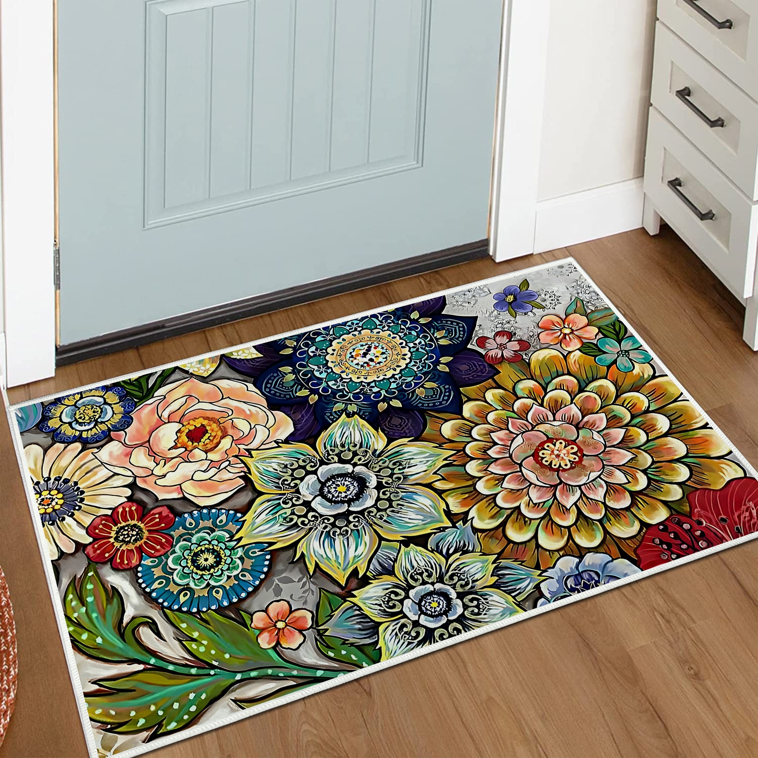 Flower Print Home Décor Rug: Enhance Your Space with this Stylish Kitchen  Mat, Entrance Door Mat, or Living Room Rug in 2023