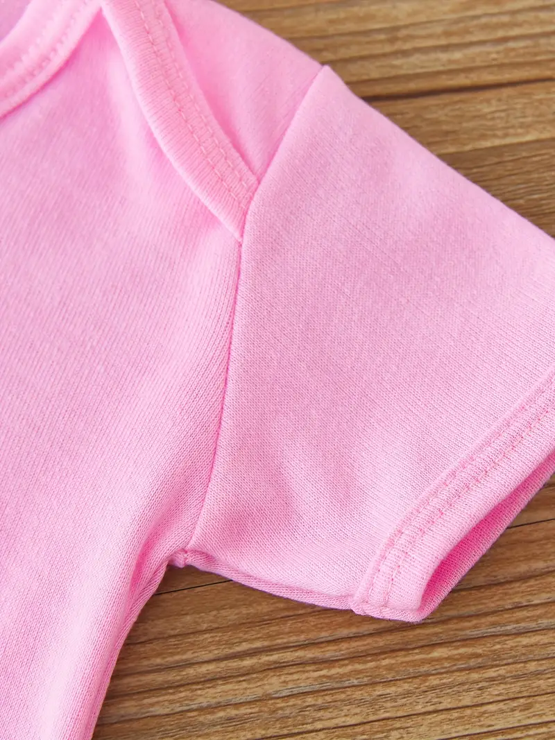 newborn infant short sleeve romper be careful print crew neck bodysuit onesies for baby girls toddler summer clothes details 3