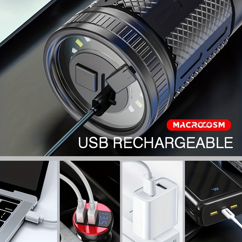 Linterna Led Alta Potencia, Recargable Usb, Luz Antorcha Portátil,  Accesorio Impermeable Alto Zoom Acampar Pescar, Compra Últimas Tendencias