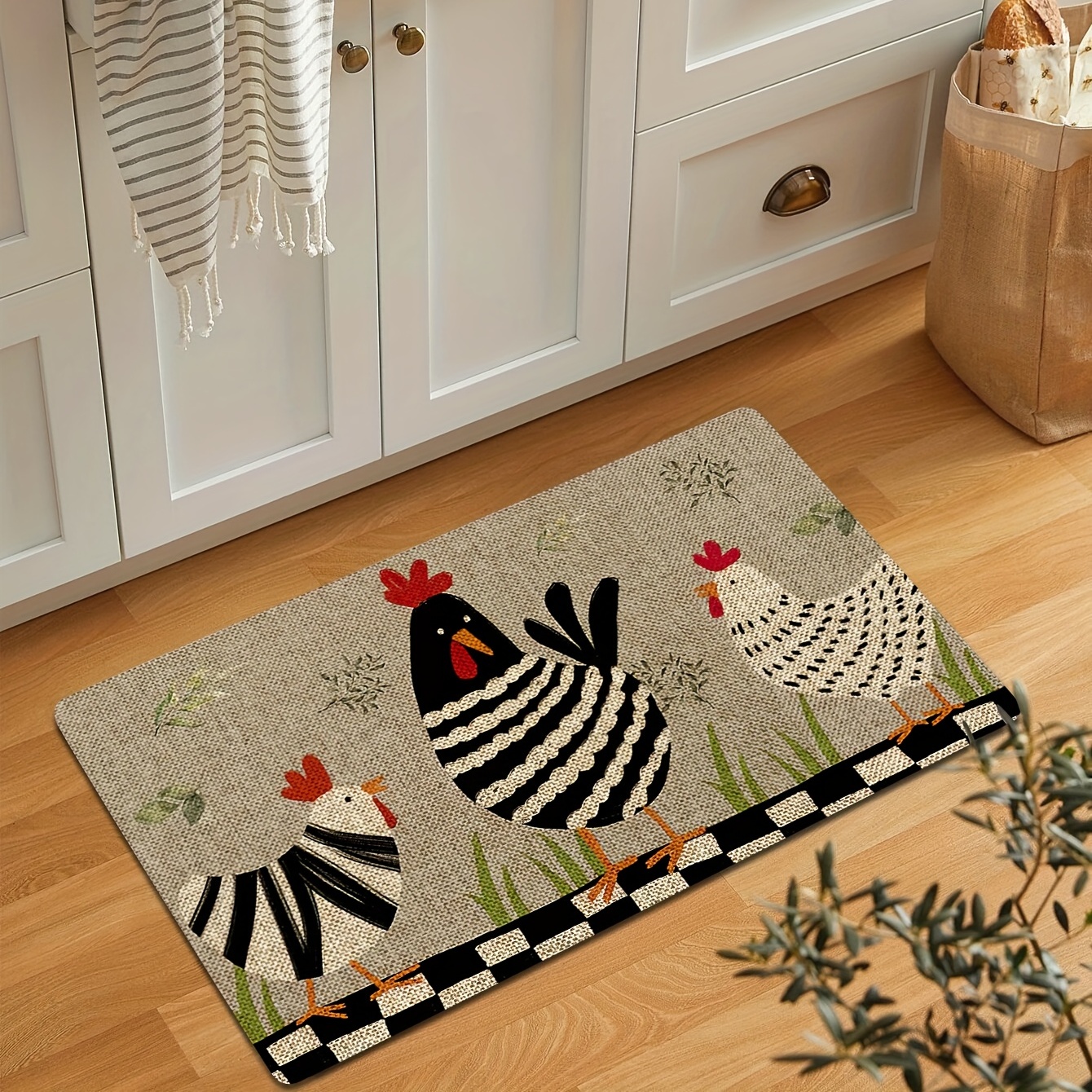 1pc Floral Bird Design Carpet Door Mat, Soft & Thick Water