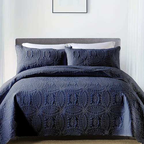 3pcs technology embossed circle bedspread set quilt 1 bedspread 2 pillowcase without filler soft breathable and comfortable bedding for bedroom room decor