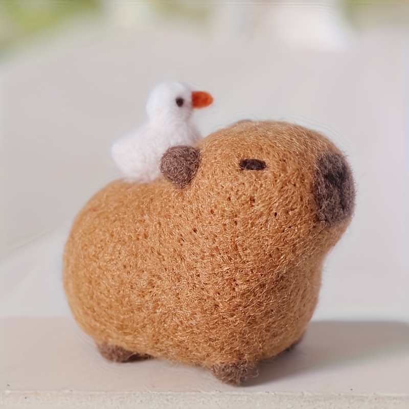 

1set Wool Needle Felting Kit For Beginner Starers, Kawaii Capybara Needle Felting Kits For Diy Art Craft, Diy Material Package Homemade Pendant And Family