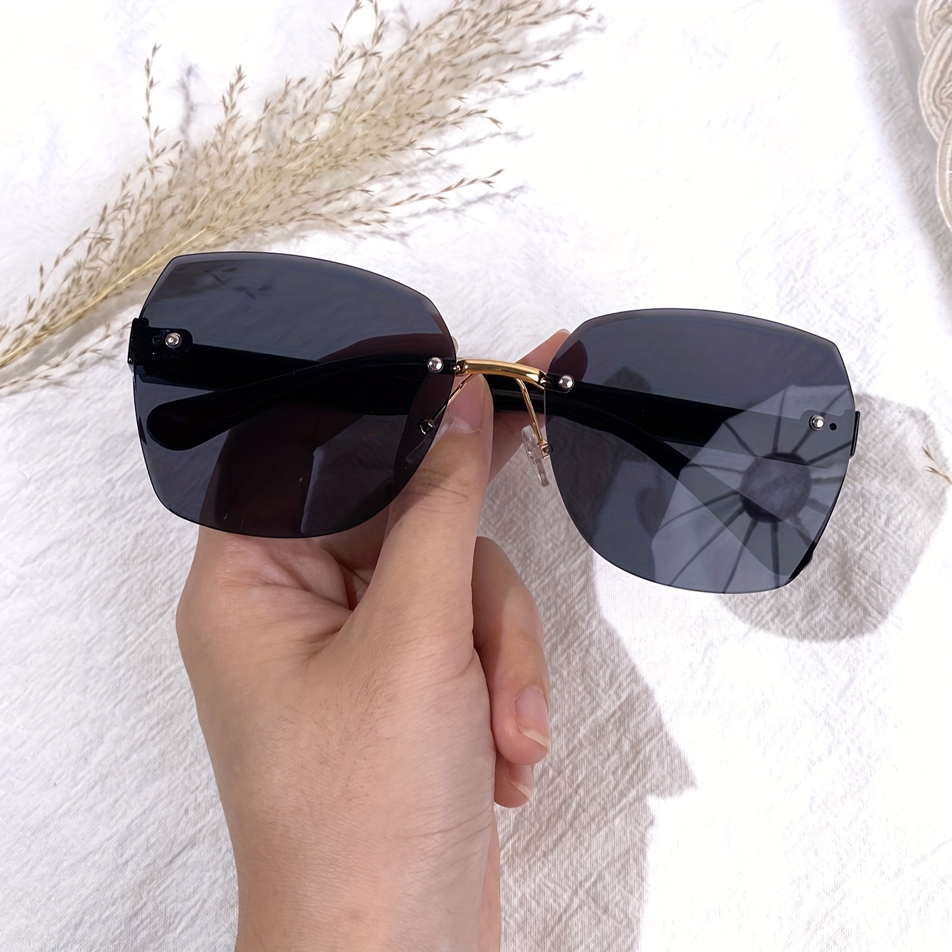 Square Oversized Sunglasses For Women Men Big Flat Top Fashion Shield Large  Uv Protection Rimless Shades - Jewelry & Accessories - Temu Switzerland