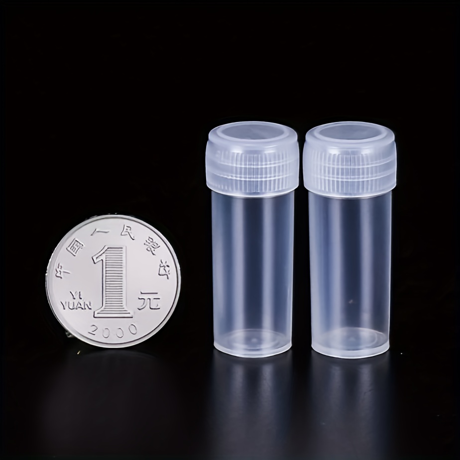 TEMU 200pcs Clear Plastic Pill Bottles With Screw Caps - Small Travel-sized Medicine Vials Suitable For Pills, Beads, Vitamins, Storage - Portable