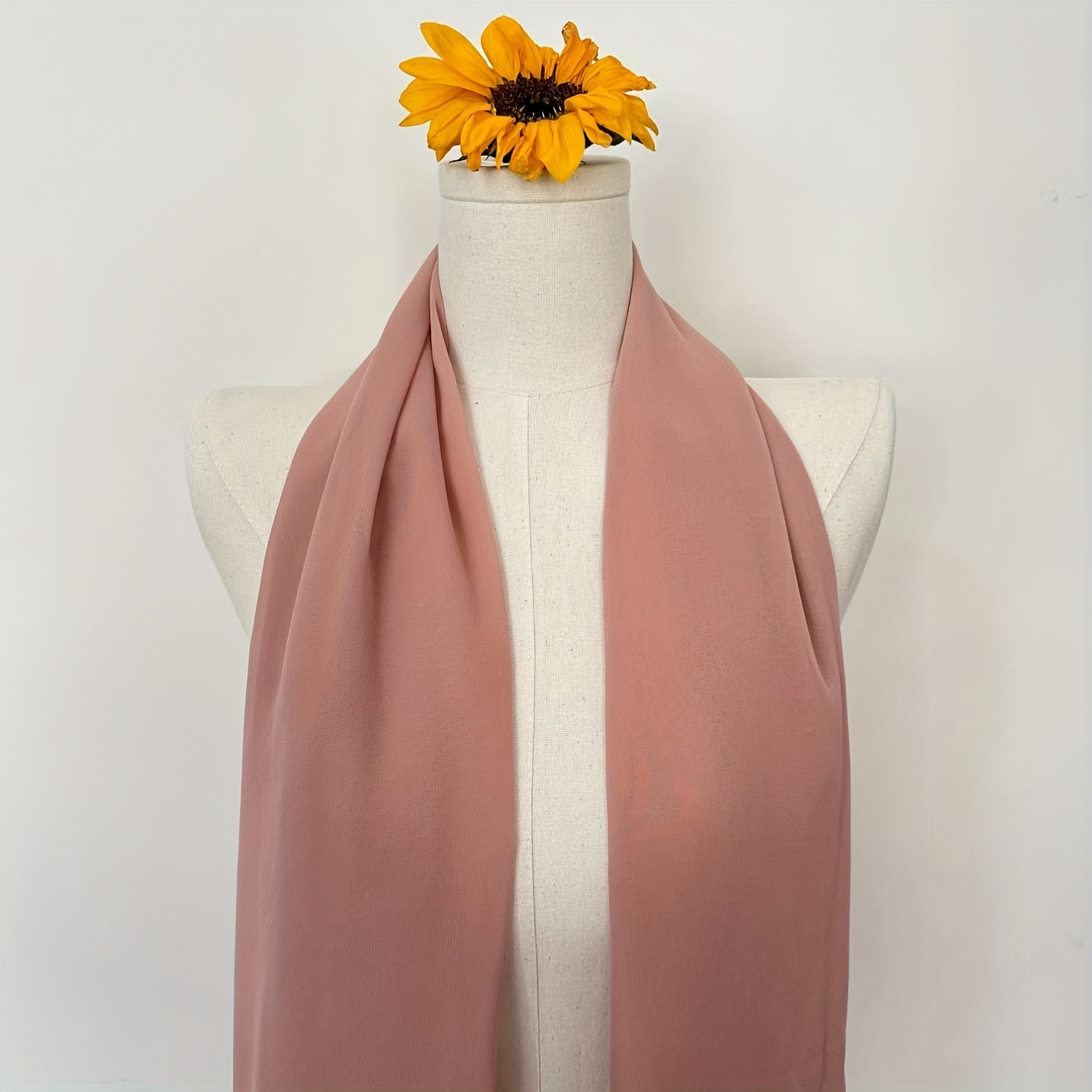 2pcs Soft Chiffon Scarf & Inner Cap Set Solid Turban Head Wrap Shawl