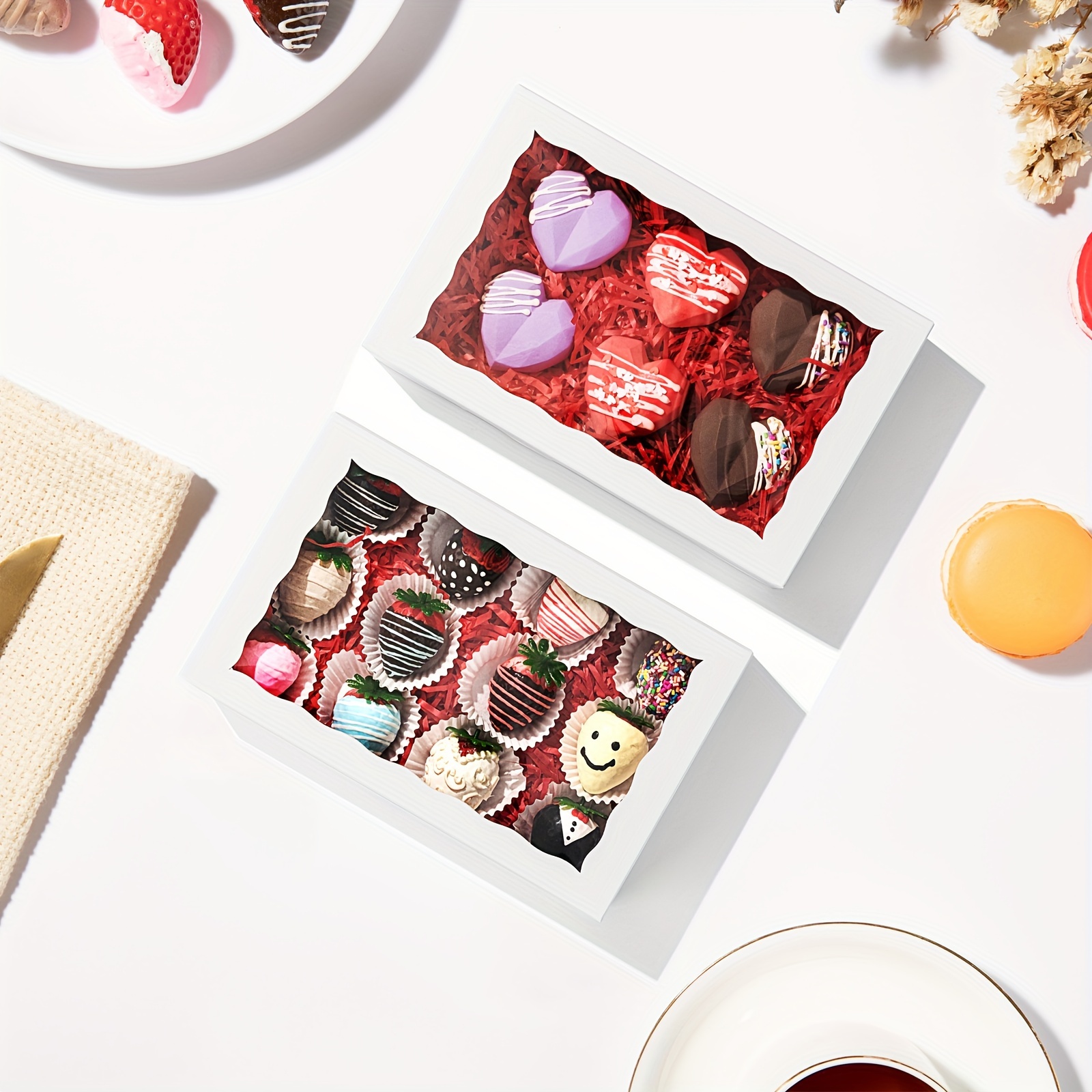 Chocolate Covered Strawberries Boxes For 6 Macaron Boxes - Temu