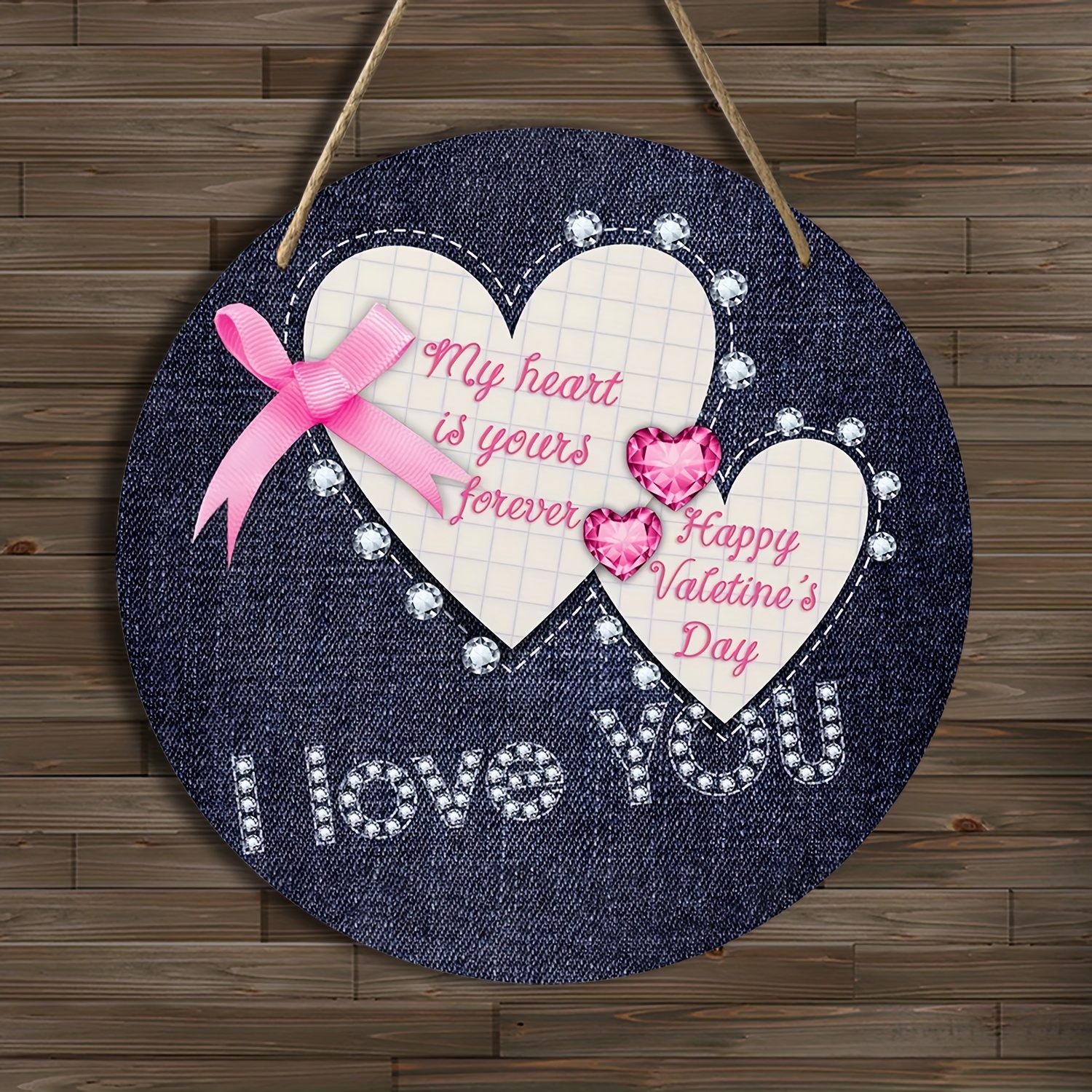 Valentine Hearts Wreath Sign Valentine Round Wreath Sign - Temu