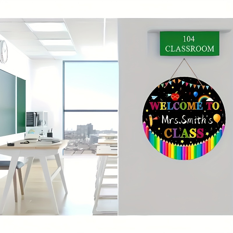 1pc, Round Signs, What Sign Welcome Sign For Classroom Door Decorations  Teacher Door Sign Welcome Classroom Door Hanger Sign Teacher Name Sign For *