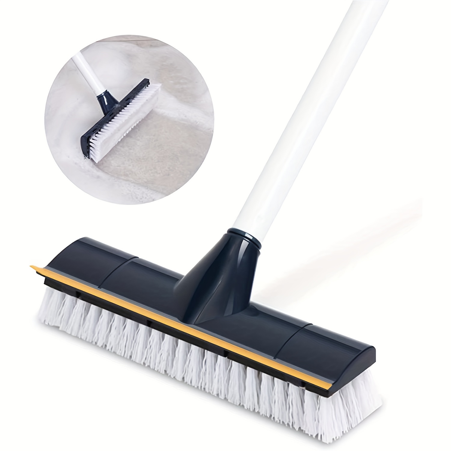 Shower Cleaning Brush with squegee Hard Bristle Brush for Cleaning  extendable Long Handle Outdoor Brooms for Sweeping Patio Brush Stiff Bristle
