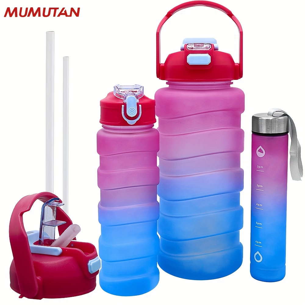 Outdoor Sports Water Bottle, Gradient Color Water Bottle With Time