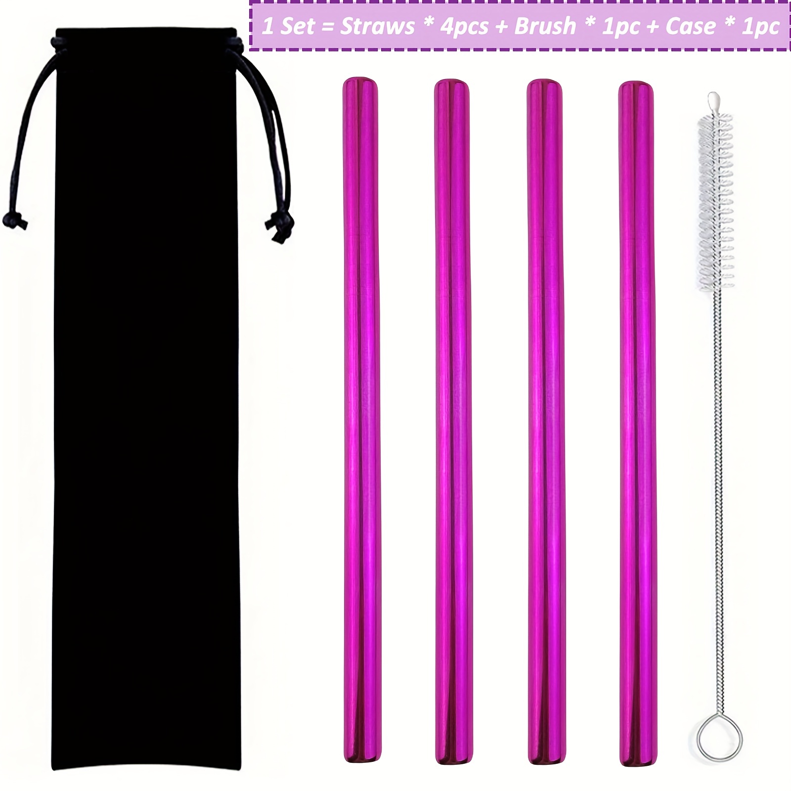 Stainless Steel Straw And Brush Set + Silicone Straw (6pcs/set), For Bubble  Tea And Drinks