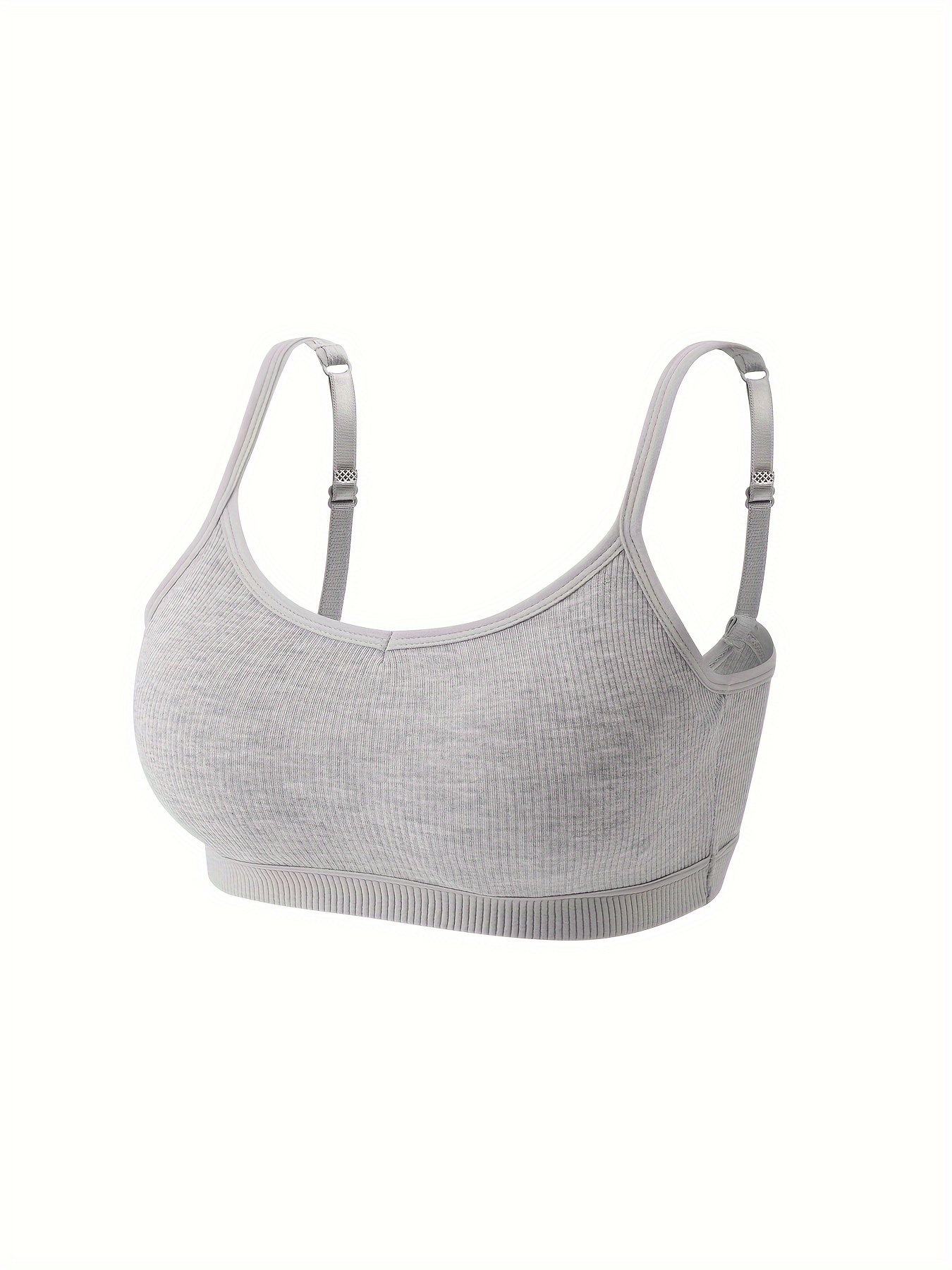 Girls Elegant Style Seamless Bras Solid Color Thin Straps No