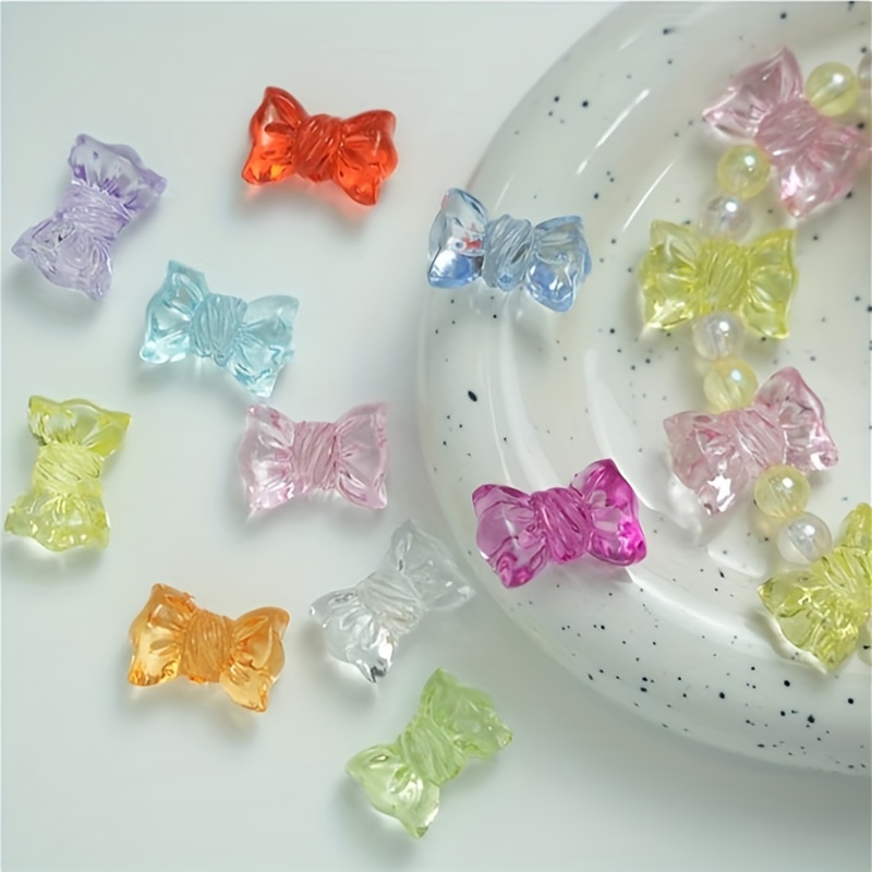 Cute Transparent Acrylic Candy Colors Bow Spacer Beads Loose - Temu