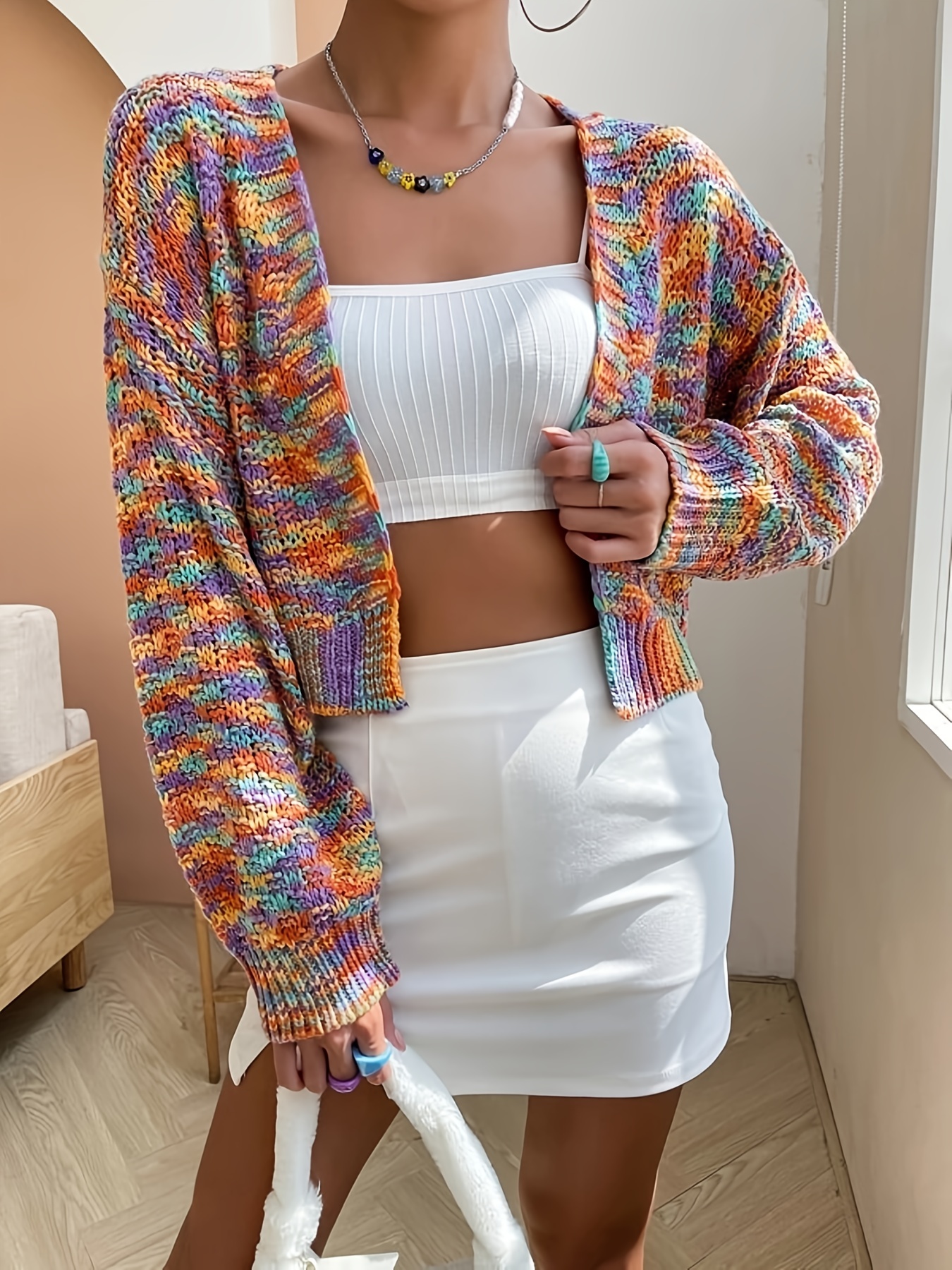 Women Y2k Print Knit Cardigan Button Down Cropped Sweater Jacket Loose Fall Knitted  Cardigan (Apricot, One Size) at  Women's Clothing store