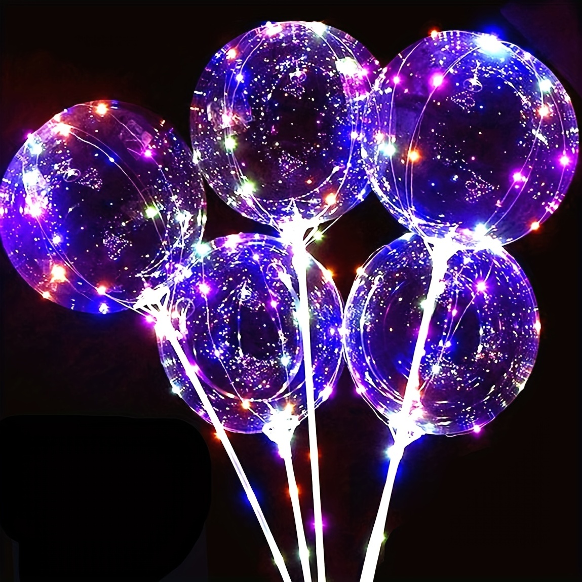 Light Bubble Balloons Set Sticks + Light Clear - Temu