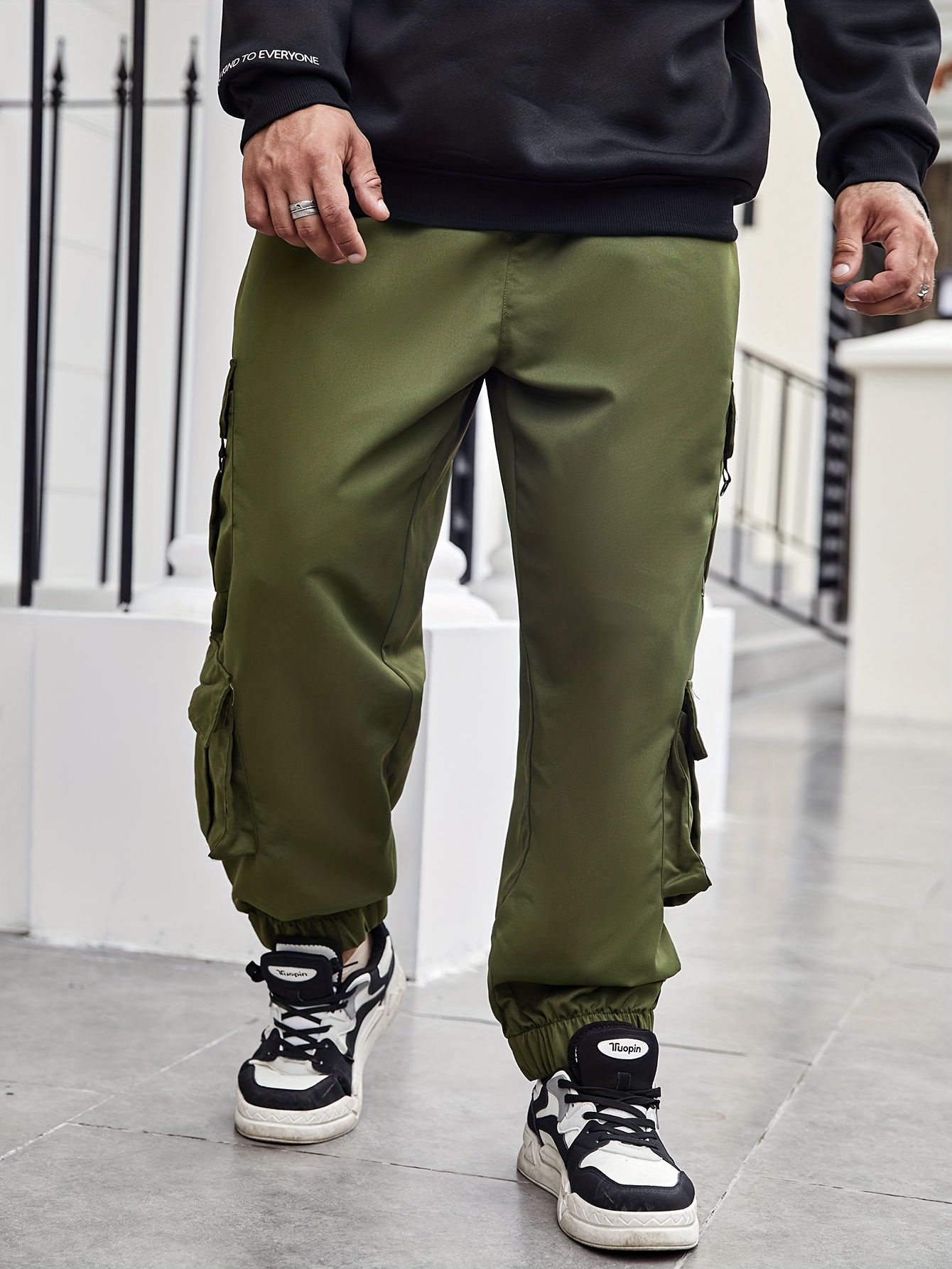 Pantalones Cargo Slim Fit Moda Cordón Hombre Pantalones - Temu Spain