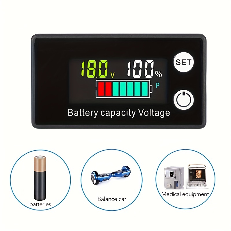 Medidor de batería impermeable de 12 V CC, voltímetro LED, indicador de  voltaje, probador de batería para automóvil, camión, barco y caravana