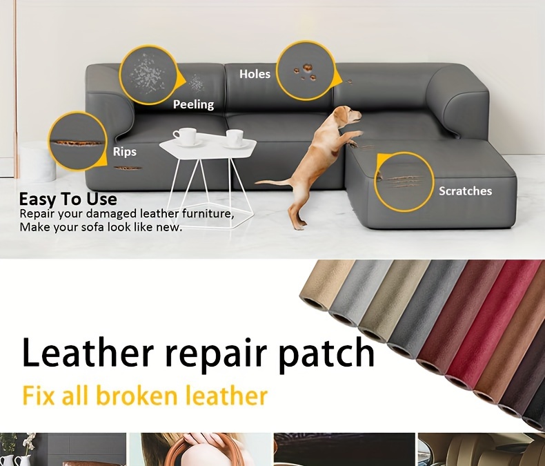 Self adhesive leather repair patch. Make your furniture look like new.