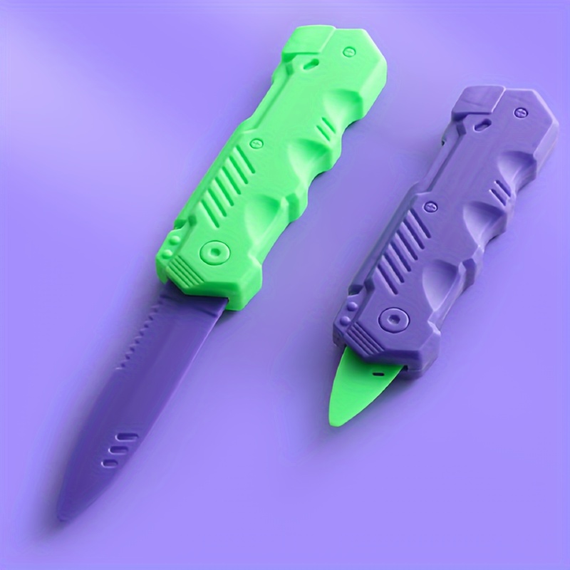 2pcs 3D Printed Children's Gravity Mini Radish Knife Telescopic Knife, Male  And Female Portable Decompression Toy