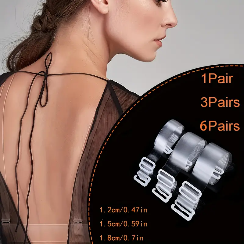 1pair Adjustable Invisible Transparent Clear Bra Accessories For