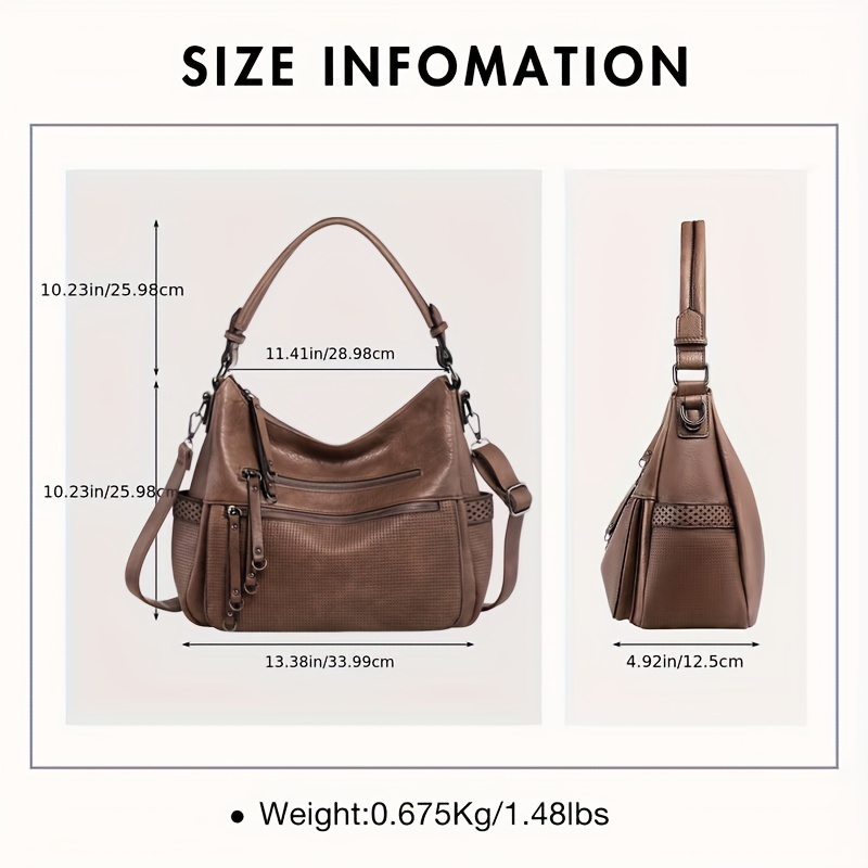 13.38 in. H PU Leather Brown Bag Backpack with Side Pockets, Back Zip  Pocket, Front Zip Pocket