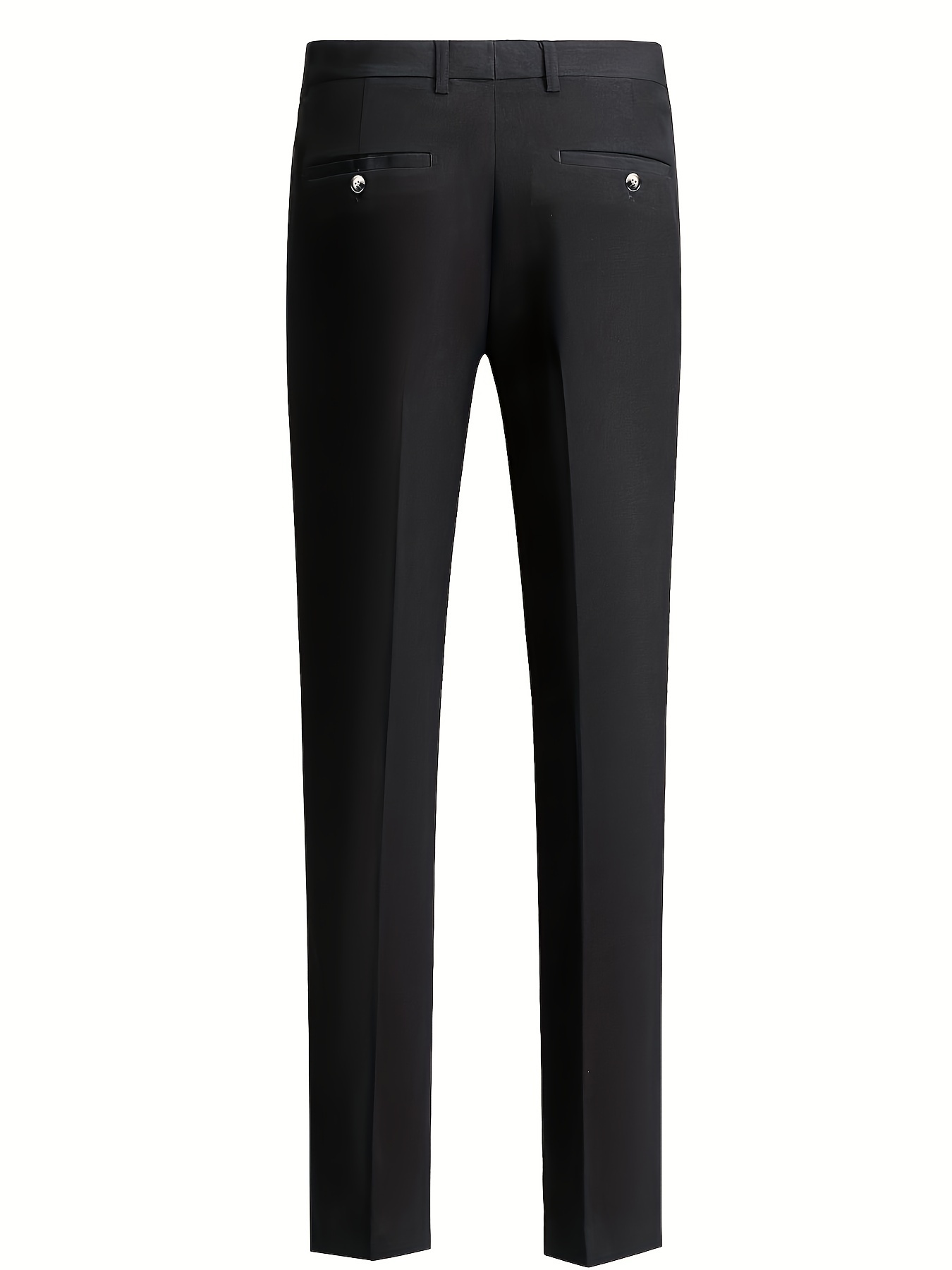 Classic Design Dress Pants Men's Formal Plain Black Slim Fit - Temu