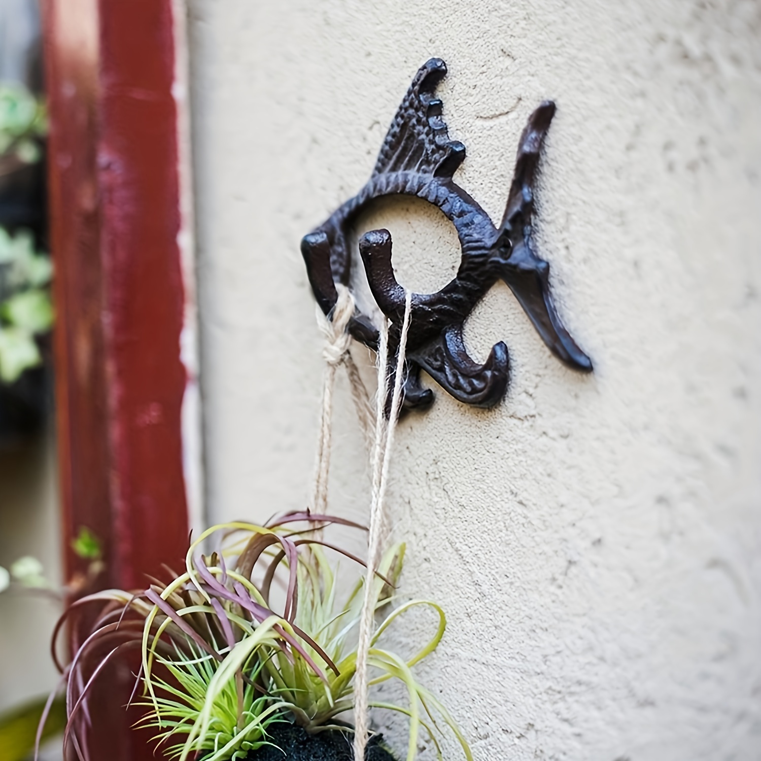 Outdoor Wrought Iron Flying Fish Flower Pot Wall Hanging Basket