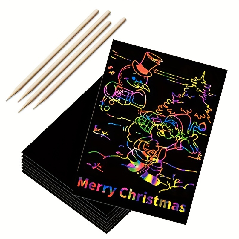 Christmas Scratch Art Paper Diy Magic Rainbow Scratch Cards - Temu