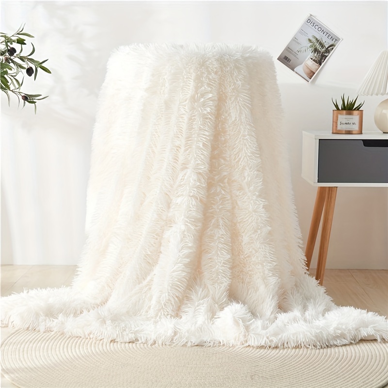 Cream White Long Shaggy Throw Blanket Fluffy Cozy Plush Comfy Microfiber  Fleece Blankets for Couch Sofa Bedroom130*160 - AliExpress