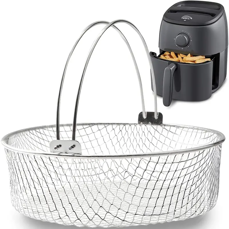 Upgrade Your Air Fryer With This 304 Stainless Steel Mesh Basket - Perfect  For Crispy Fries & More! - Temu