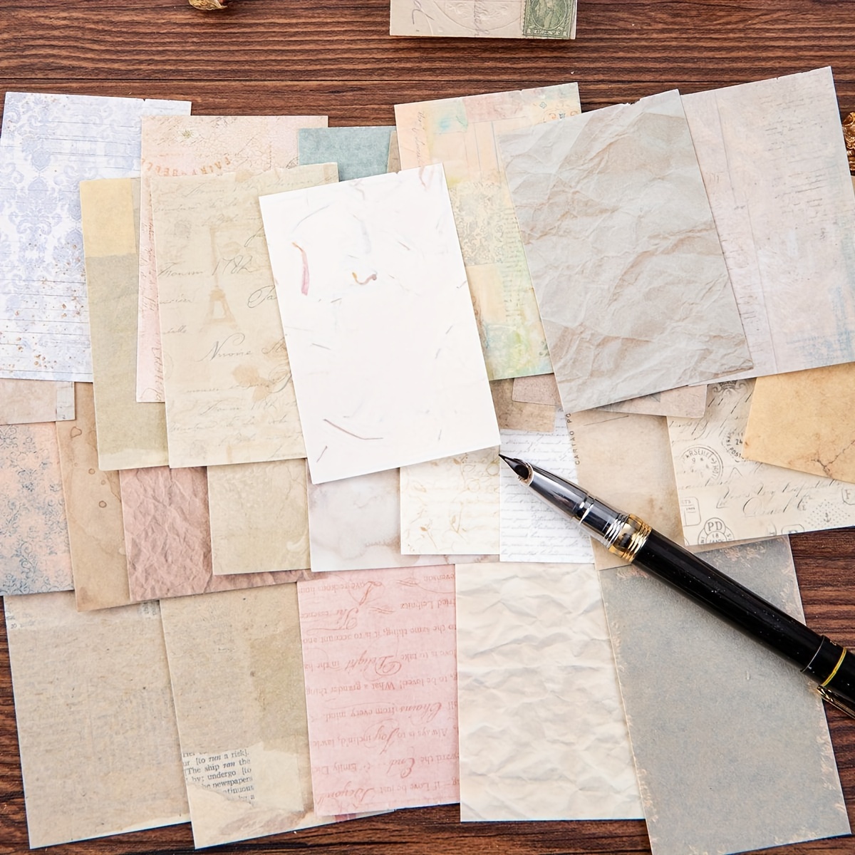 60 Sheets 1 Pack, Western Style Vintage Time Series Decoration Material Paper
