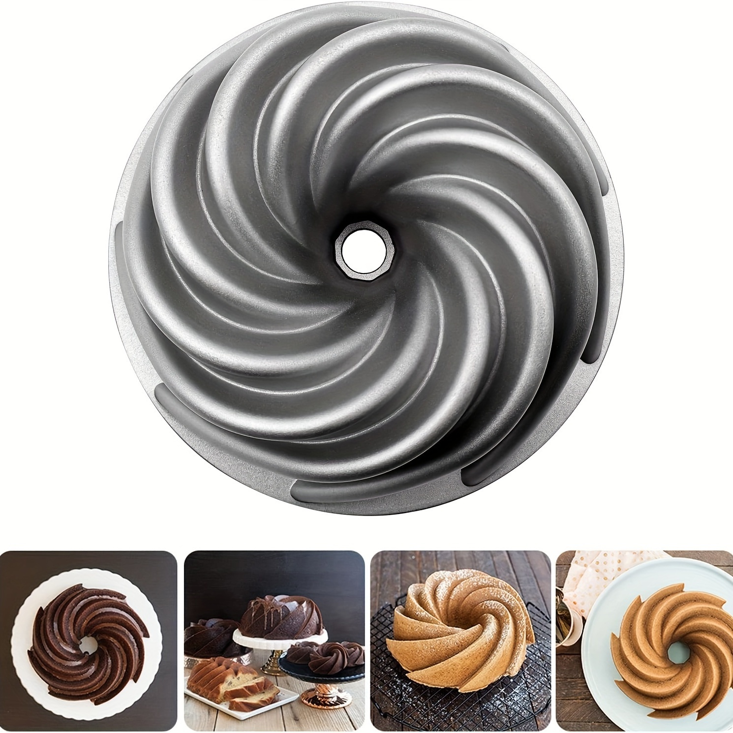 Cast Aluminum Non Stick Swirl Bundt Pan For Baking 10 Inch Spiral