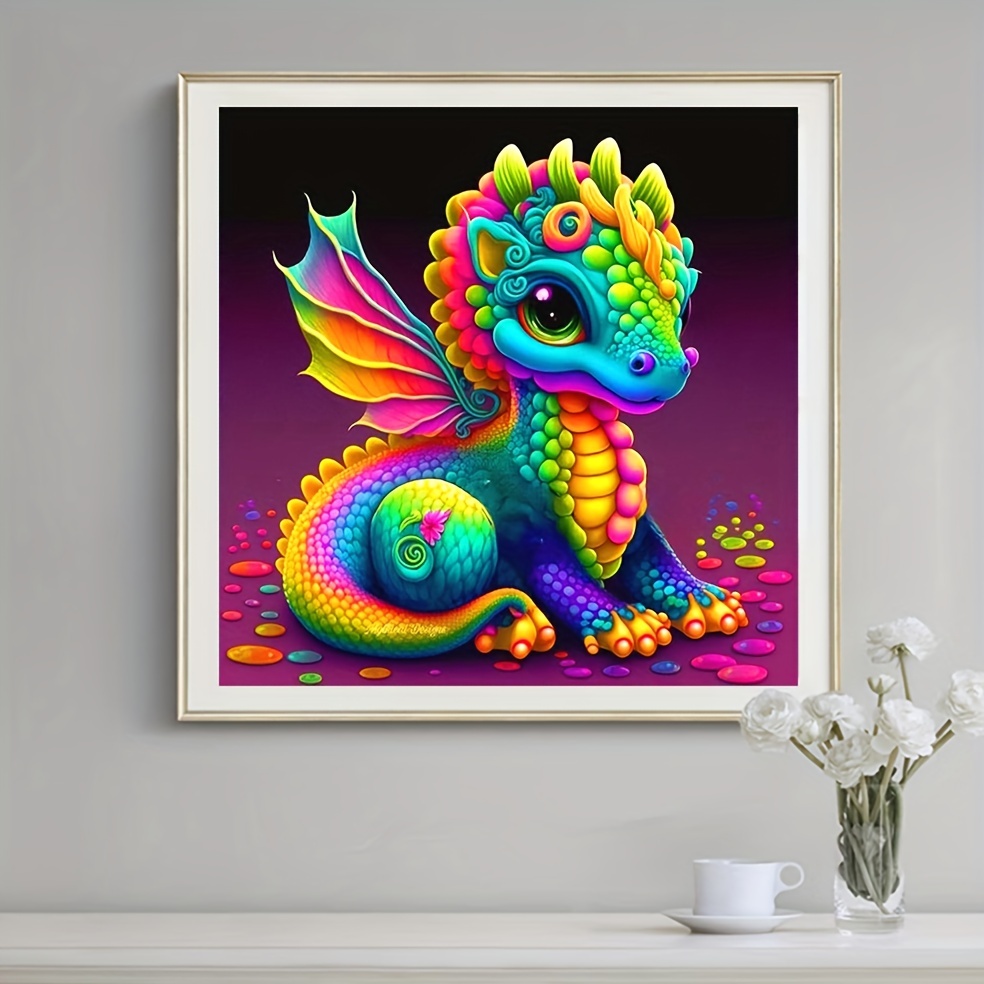 Large Size Frameless Diy 5d Diamond Painting Dragon Roaring - Temu