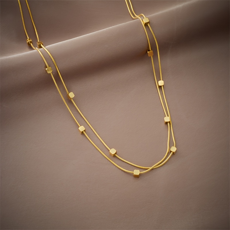 Brass Geometric Layering Necklaces