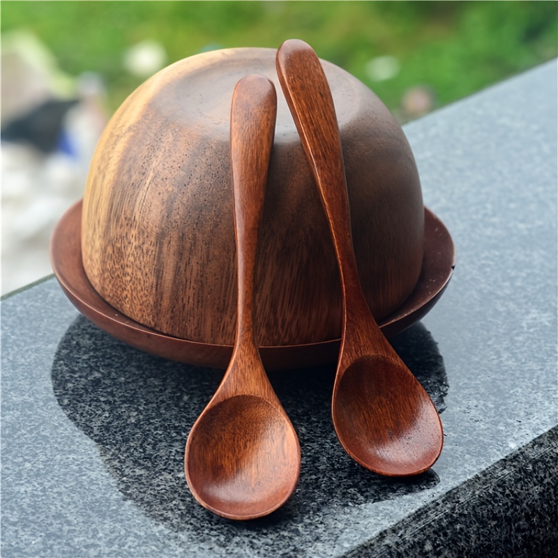 1 5pcs Soup Spoon Wooden Coffee Spoon Simple Milk Spoon - Temu