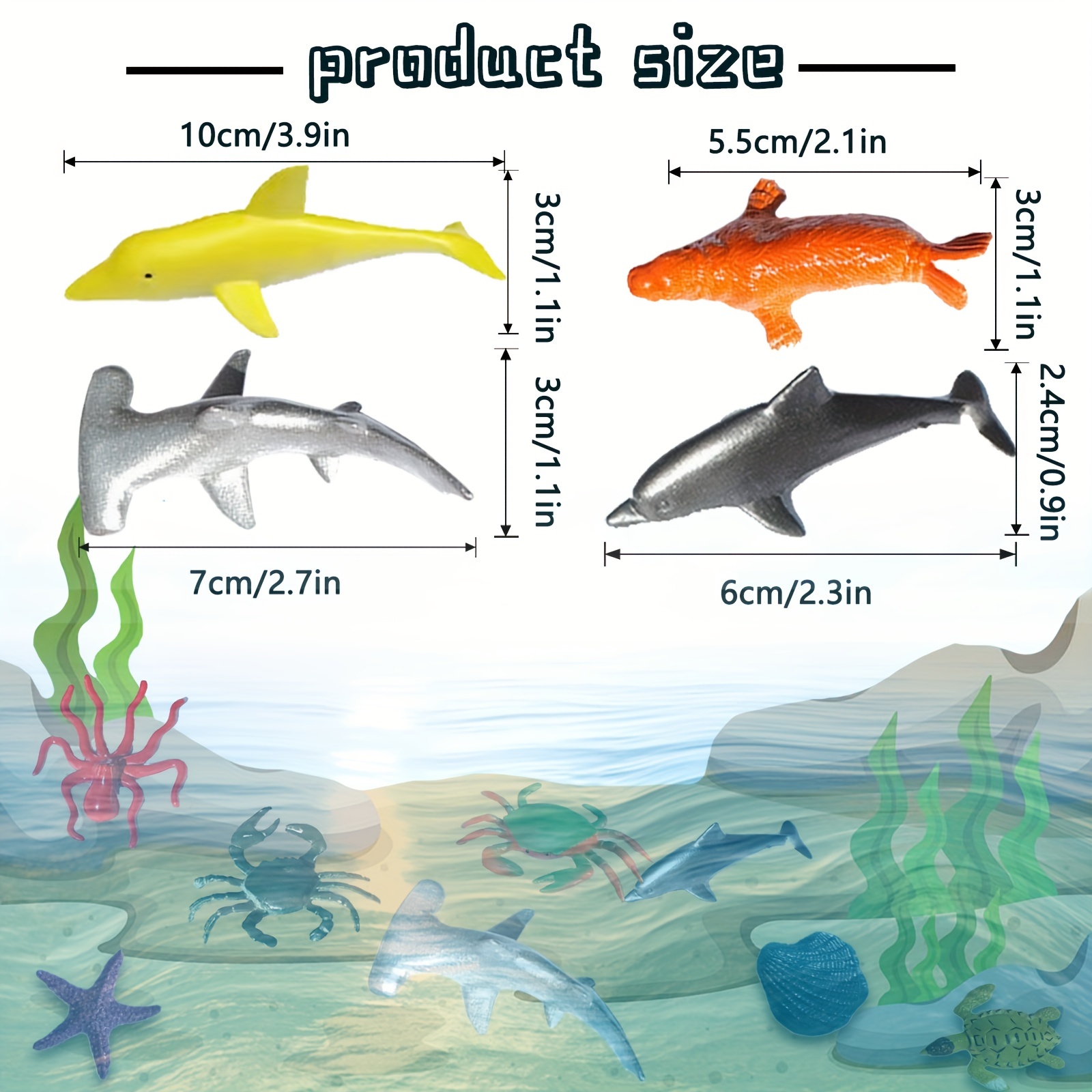 16 PCS Ocean Sea Animal Figures,Mini Sea Life Creatures Toys