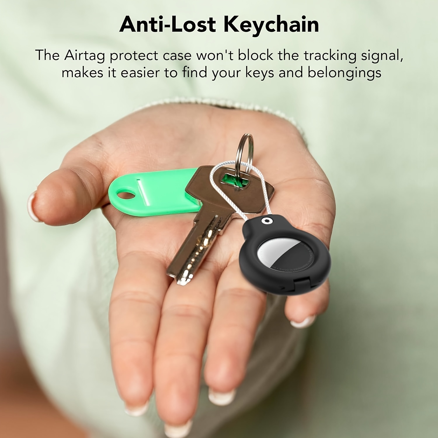 Secure AirTag Holder with Key Ring, AirTag Keychain