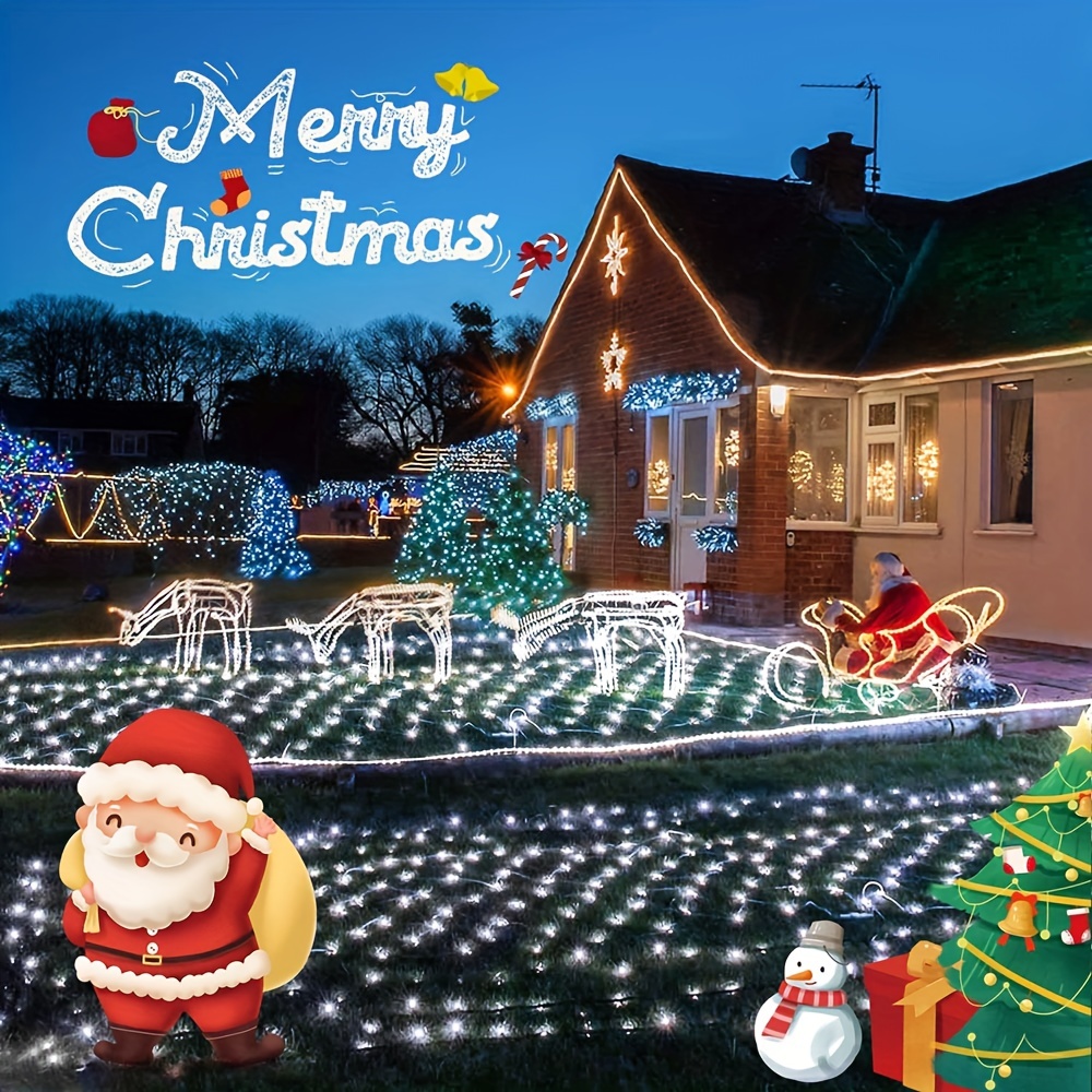 192 Led Blue Christmas Solar Net Lights Christmas Lights - Temu