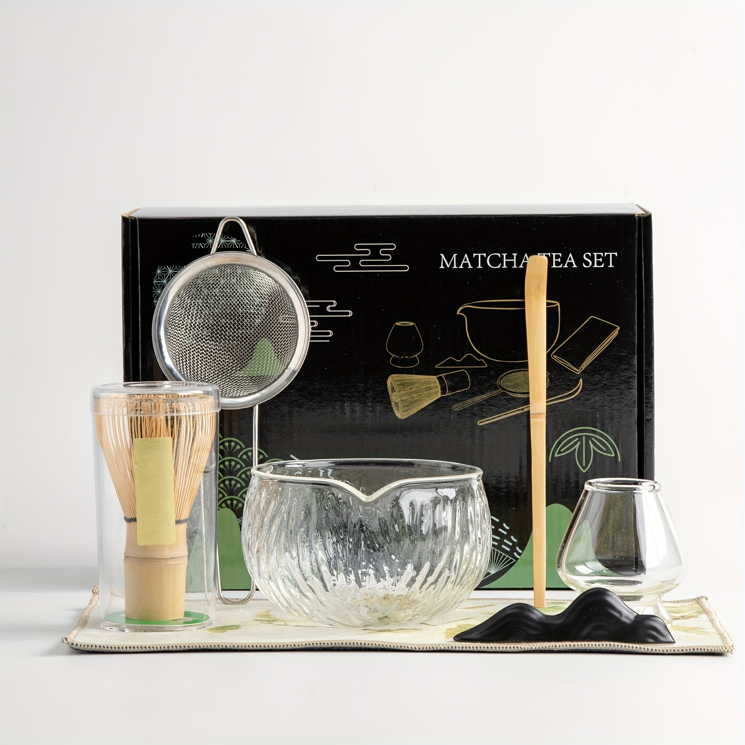 Juego de té Matcha hecho a mano, Kit de soporte de herramientas