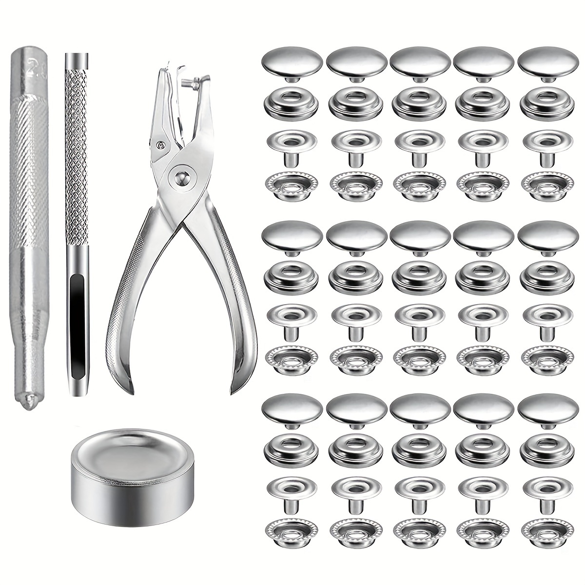 Stainless Steel Snap Fastener Kit Durable Snaps Buttons Set - Temu