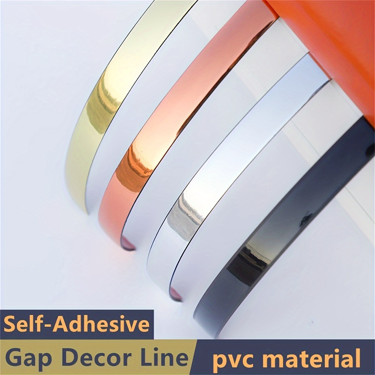 

1.1cm*5m Pvc Self-adhesive Decoration Line Tile Stickers Frame Decoration Line Background Wall Decor Waterproof Edge Strips Tape