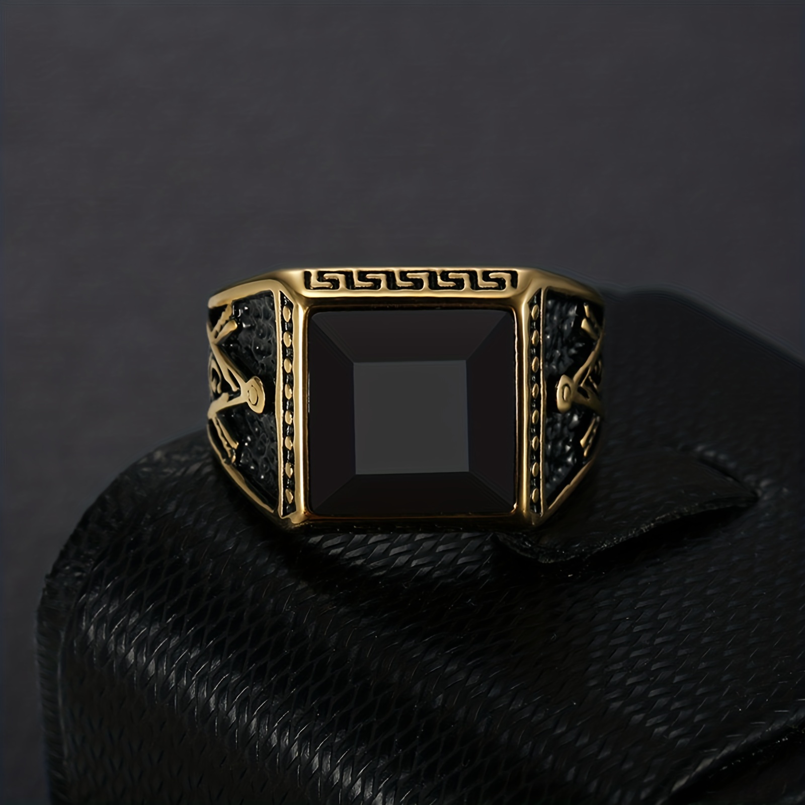Men's Vintage Lettering Ring, Unique Design