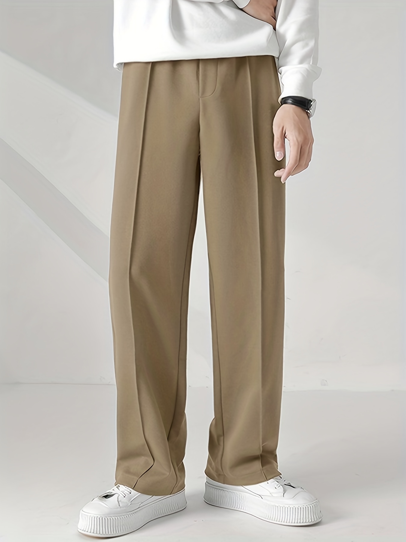 Men's Casual Straight Fit Business Pants - Temu