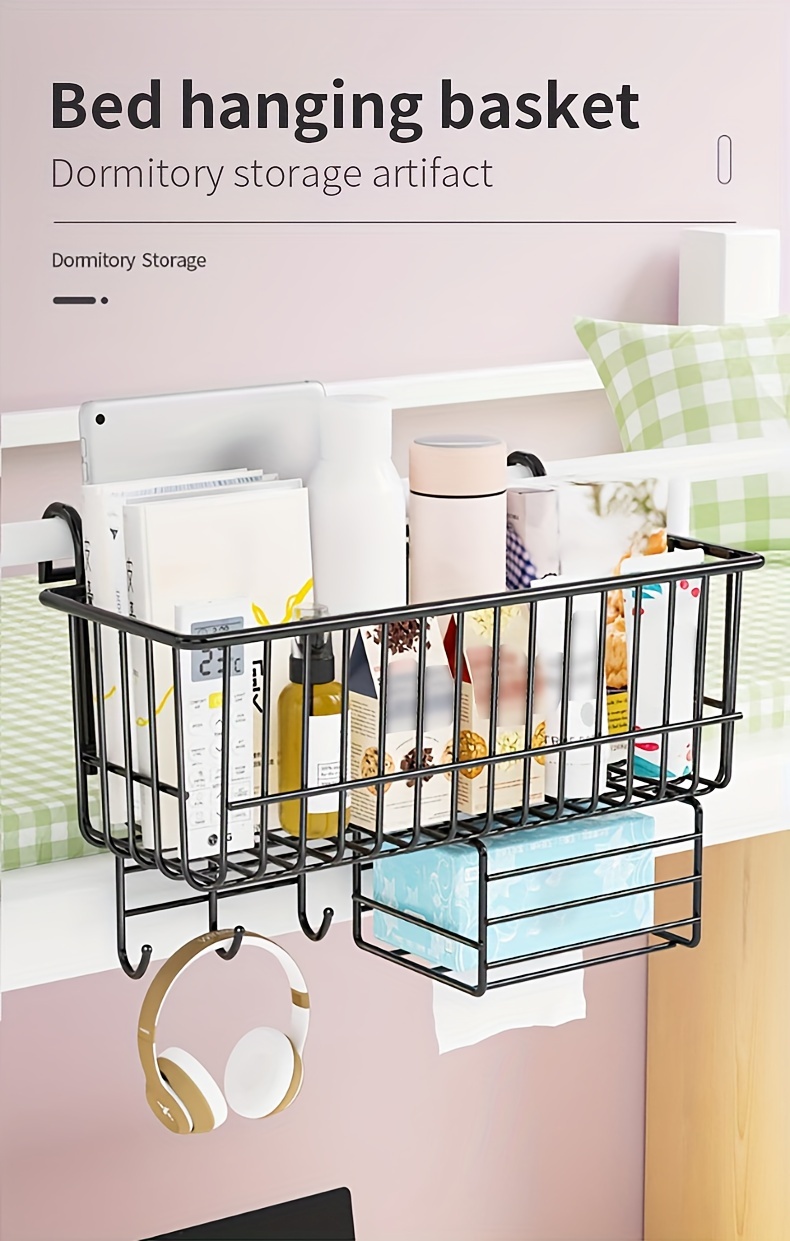 1pc Under Desk Dormitory Storage Rack With Hanging Basket