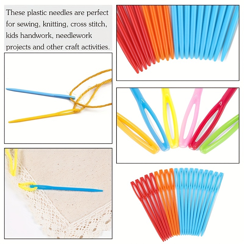 Plastic Needles Set of 4 Big Eye Needles Darning Needles Yarn
