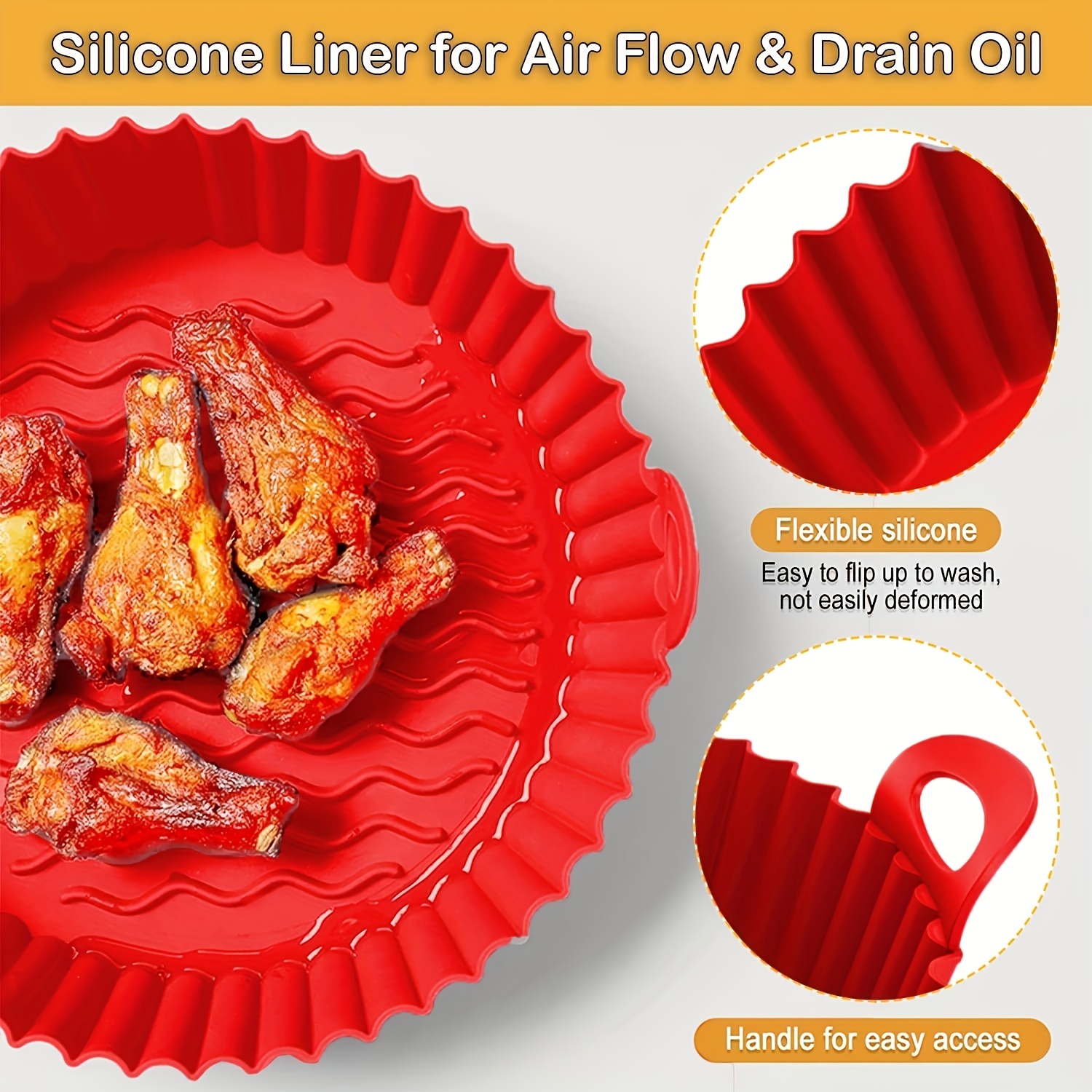 Silicone Air Fryer Liner Foldable Pet Baking Pan Silicone - Temu